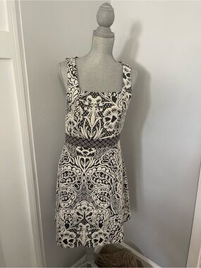 Anthropologie ETT:TWA Valery Jacquard Floral Knit Flared Mini Dress